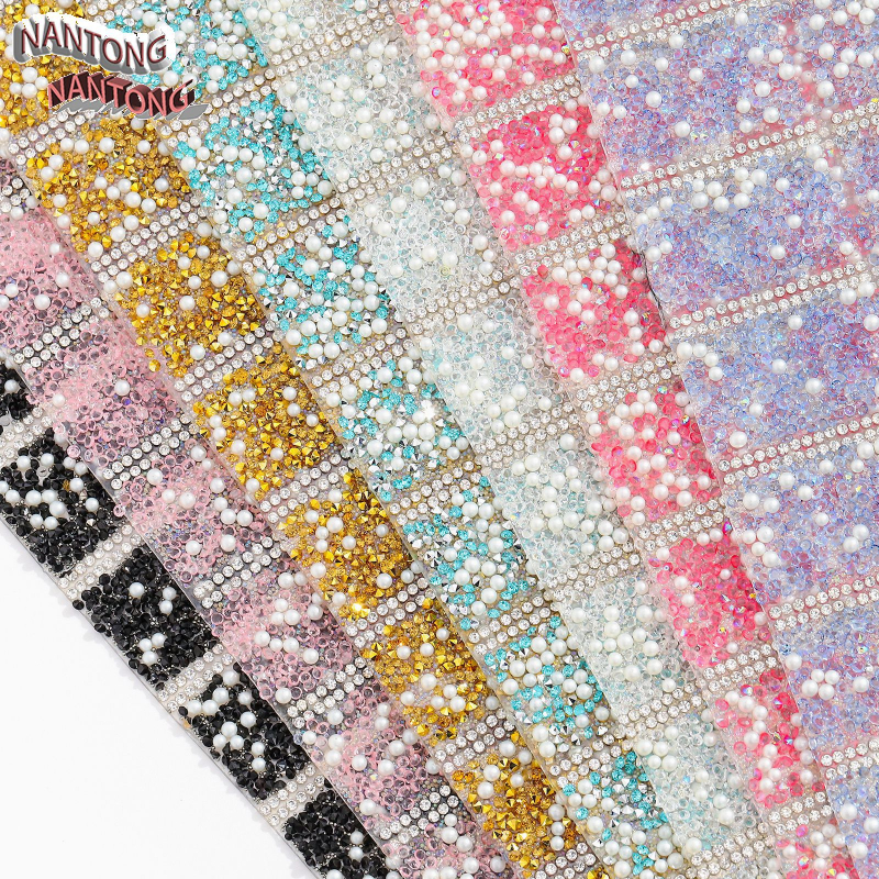 DIY štras ukrasi s perlama i dvostrukim ljepilom – četvrtasti kristali, elektroplate, branda Nankong rhinestones