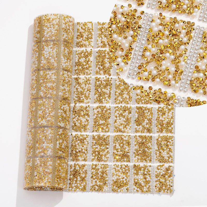 DIY štras ukrasi s perlama i dvostrukim ljepilom – četvrtasti kristali, elektroplate, branda Nankong rhinestones