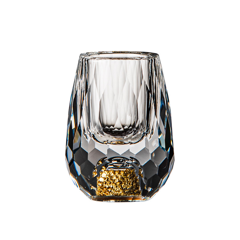Kristalna staklena čašica za alkoholna pića, dijamantno facetirana, kapacitet 1-100 ml, novi kineski stil, mogućnost logotipa
