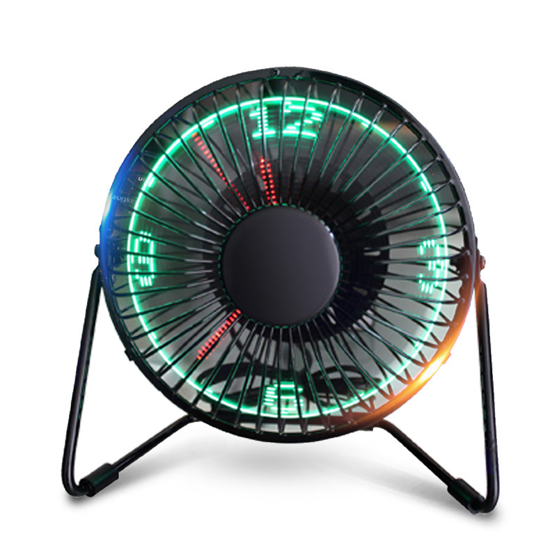 USB ventilator s prikazom vremena (3 lopatice, motor bez četkica, USB napajanje, 2 brzine)