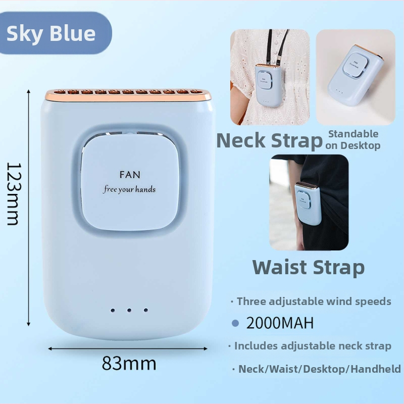 Ventilator za struk s ugrađenom baterijom 1200–2000mAh, 5V, 3 brzine, težina 125 g, 5 lopatica