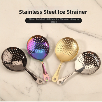 Perforovaná lyžička z nerezovej ocele na ľad pre koktaily, prenosný separátor a filter, ľahký retro štýl