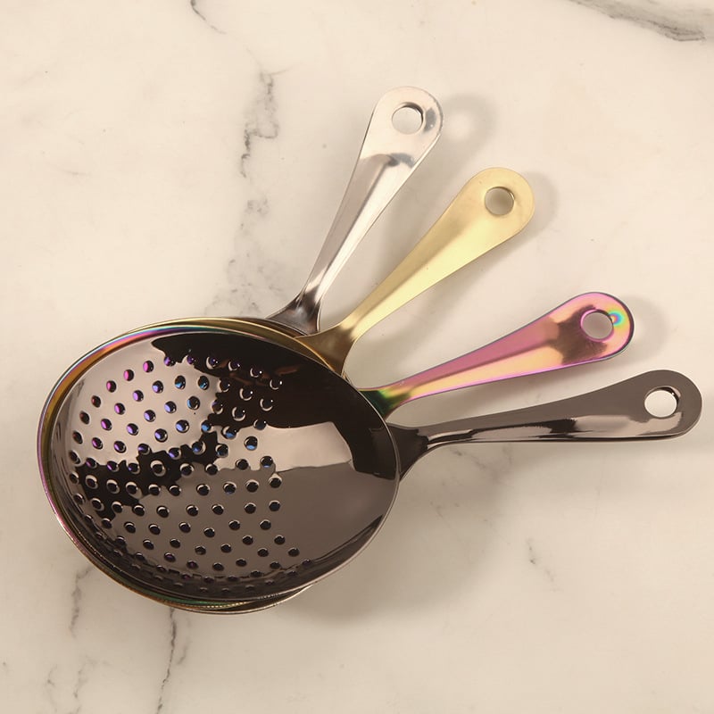 Strainer din oțel inoxidabil perforat, pentru gheață și cocktailuri, separator de gheață portabil și filtru, stil retro ușor luxos