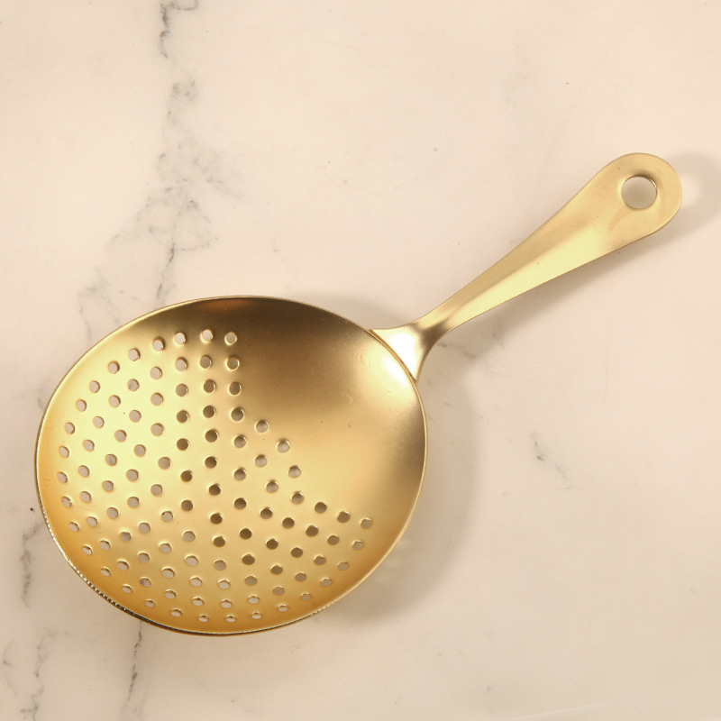 Strainer din oțel inoxidabil perforat, pentru gheață și cocktailuri, separator de gheață portabil și filtru, stil retro ușor luxos