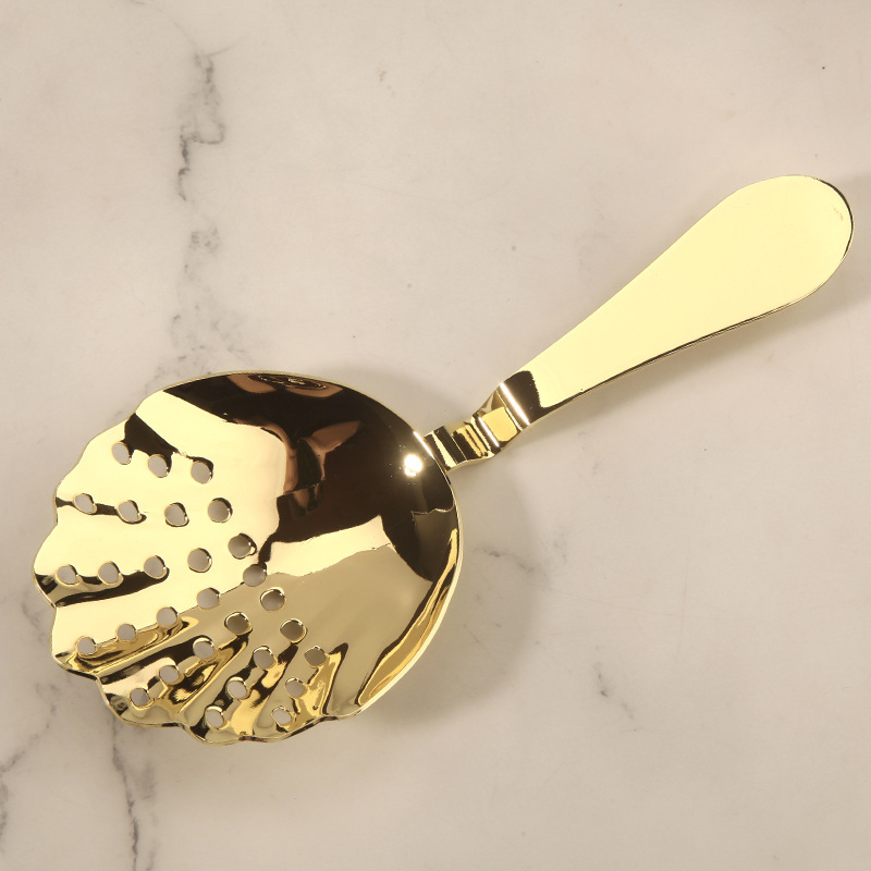 Strainer din oțel inoxidabil perforat, pentru gheață și cocktailuri, separator de gheață portabil și filtru, stil retro ușor luxos