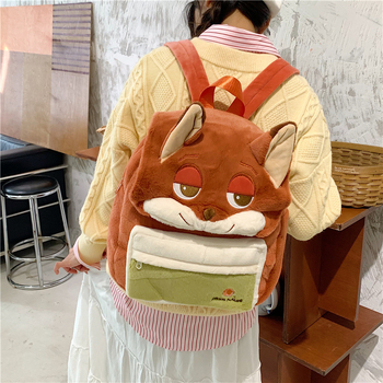 Korejski stil plišasti ruksak s mladenackim kampus dizajnom, zatvaranje na zip, unutarnji pretinac za dokumente, poliester podstava