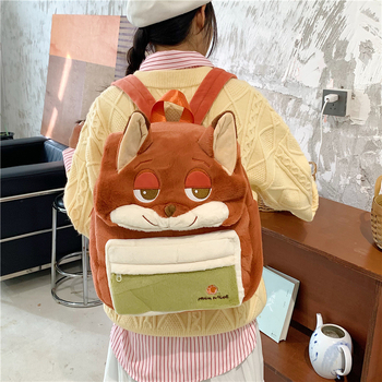 Korejski stil plišasti ruksak s mladenackim kampus dizajnom, zatvaranje na zip, unutarnji pretinac za dokumente, poliester podstava