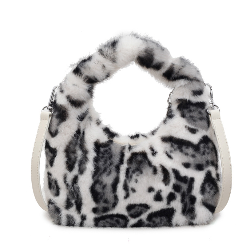 Korejskog stila pliš torba za ramena s leopard uzorkom, torba sa zipom, horizontalni kvadratni oblik, podstava od poliestera, unutarnji džepovi za telefon i dokumente