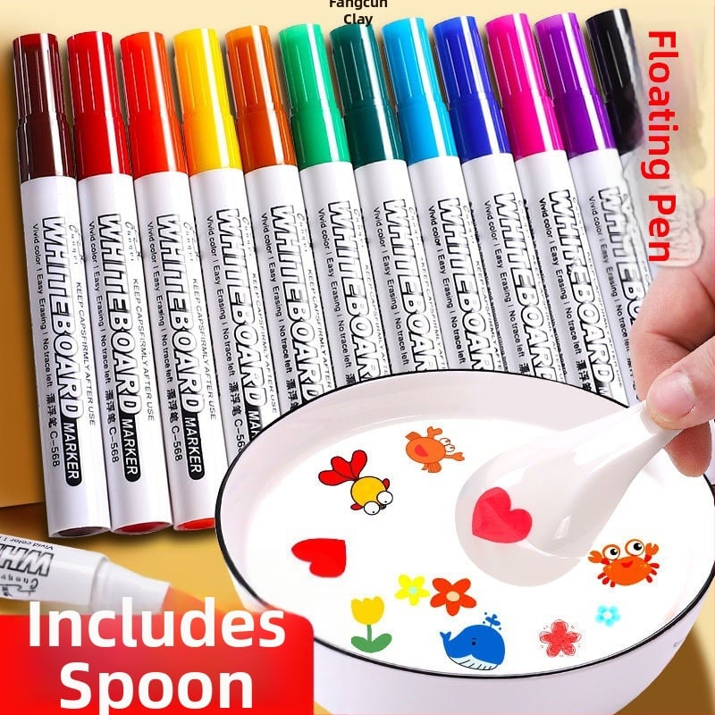 Plutajući vodeni marker za crtanje za djecu, šaren, izbrisiv na ploči. Plastično kućište; moguć tisak logotipa; neprerađeno; nije uvezeno