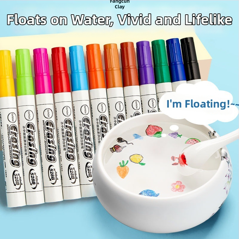 Plutajući vodeni marker za crtanje za djecu, šaren, izbrisiv na ploči. Plastično kućište; moguć tisak logotipa; neprerađeno; nije uvezeno