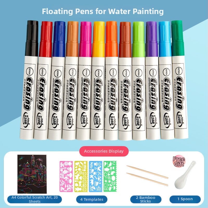 Plutajući vodeni marker za crtanje za djecu, šaren, izbrisiv na ploči. Plastično kućište; moguć tisak logotipa; neprerađeno; nije uvezeno