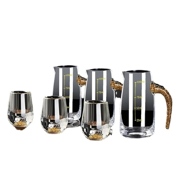 Kristályos szeszes italok pohárkészlet – vízcsepp formájú aranyfólia dizájn, 100 ml kapacitás, nyomtatott logó, első osztályú minőség