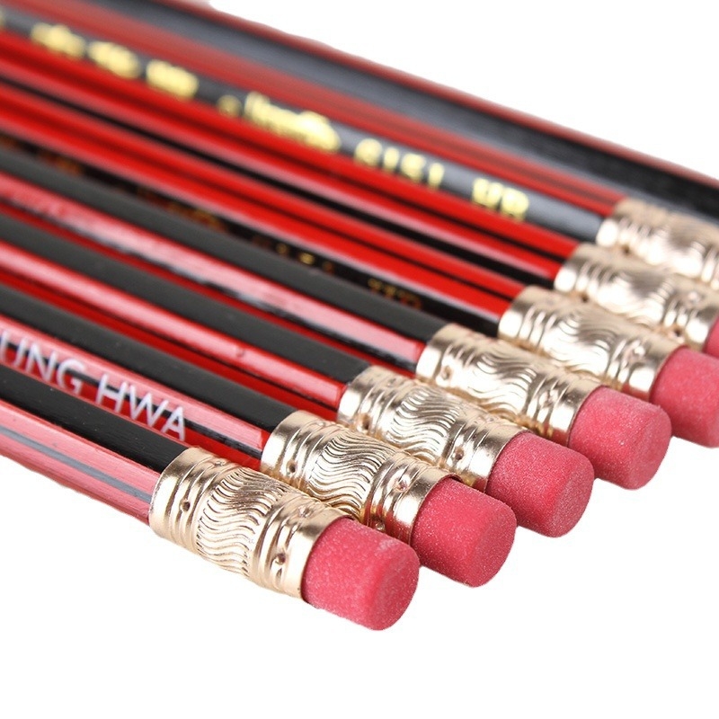 Zhong Hua 6151HB creion pentru copii – scriere și desen, creion hexagonal din lemn cu radieră, pachet 12 buc.