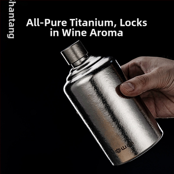 Rongshantang fľaša na víno z čistého titánu, prenosná do exteriéru - moderný minimalistický štýl, prázdna fľaša na víno, potlač loga k dispozícii