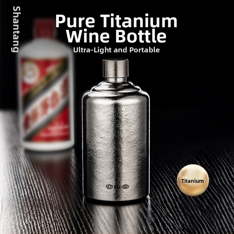 Rongshantang fľaša na víno z čistého titánu, prenosná do exteriéru - moderný minimalistický štýl, prázdna fľaša na víno, potlač loga k dispozícii