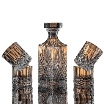 Set de pahare de whisky și sticlă – sticlă de cristal, stil modern minimalist, ambalaj din hârtie, imprimare de logo disponibilă, lansat în 2025