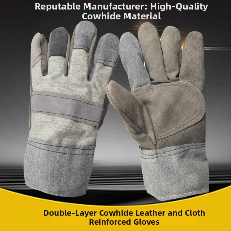 Γάντια συγκόλλησης από δέρμα βοδινού, διπλού στρώματος, με θερμική μόνωση, ανθεκτικά στη φθορά, προστασία από ψεκασμούς και εγκαύματα