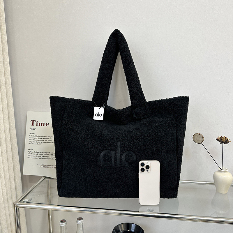 Torba Tote od lambswoola sa zipom, gradski minimalistički stil, poliester podstava