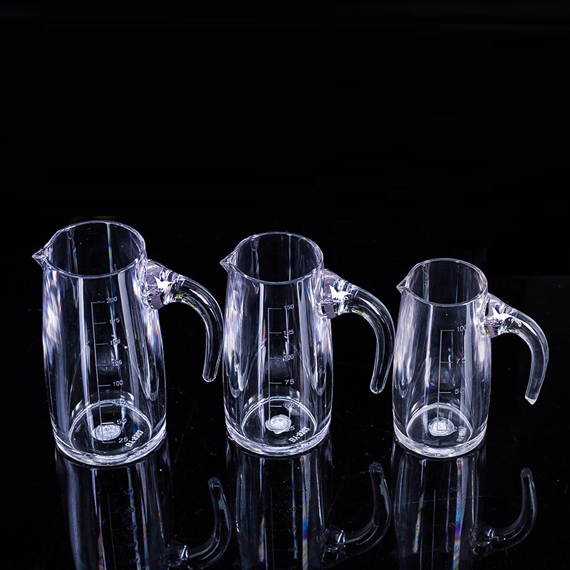 Műanyagból készült akril dekantőr kézi fogantyúval és mérőskálával, egyedi csomagolás, új kínai stílus