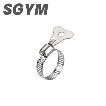 SGYM spona na hadice z 304 nerezovej ocele, s otvorom na rukoväť, ručné dotiahnutie, nastaviteľný upínací pás pre rúry