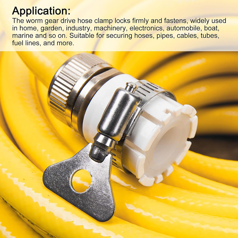 SGYM spona na hadice z 304 nerezovej ocele, s otvorom na rukoväť, ručné dotiahnutie, nastaviteľný upínací pás pre rúry