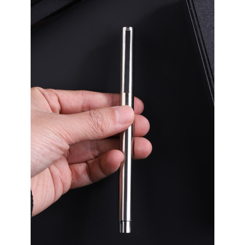 Stilou 9362 din oțel integral, vârf înclinat pentru scriere și practică semnături – destinat studenților