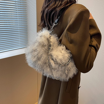 Haon pliš torba s lancem, gradski minimalistički stil, horizontalno kvadratnog oblika, zip zatvarač, jesen 2024