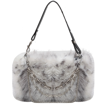 Haon pliš torba s lancem, gradski minimalistički stil, horizontalno kvadratnog oblika, zip zatvarač, jesen 2024