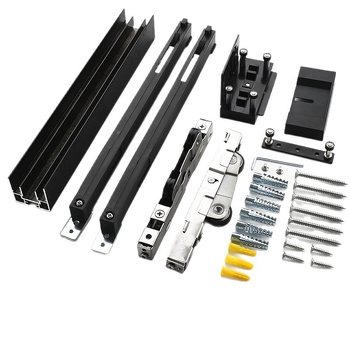 Hardware ușă cu tampon bidirecțional pentru ușă glisantă invizibilă – St-1500, material: fier + adeziv, încărcare maximă 80 kg, compatibil cu profile 35/40/42