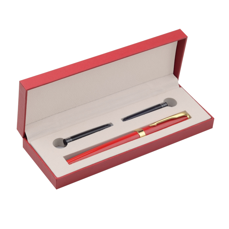 Fém töltőtoll irídium hegggel, modell G389, ajándékdíszdobozos készlet gravírozott névvel és logóval, testre szabható