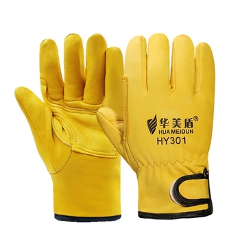 Mănuși de protecție pentru muncă Huamei Shield HY301 - Piele de vită pură, Rezistente la uzură, Izolație termică, Aerisite, Antialunecare, Rezistente la tăiere, Potrivite pentru sudură