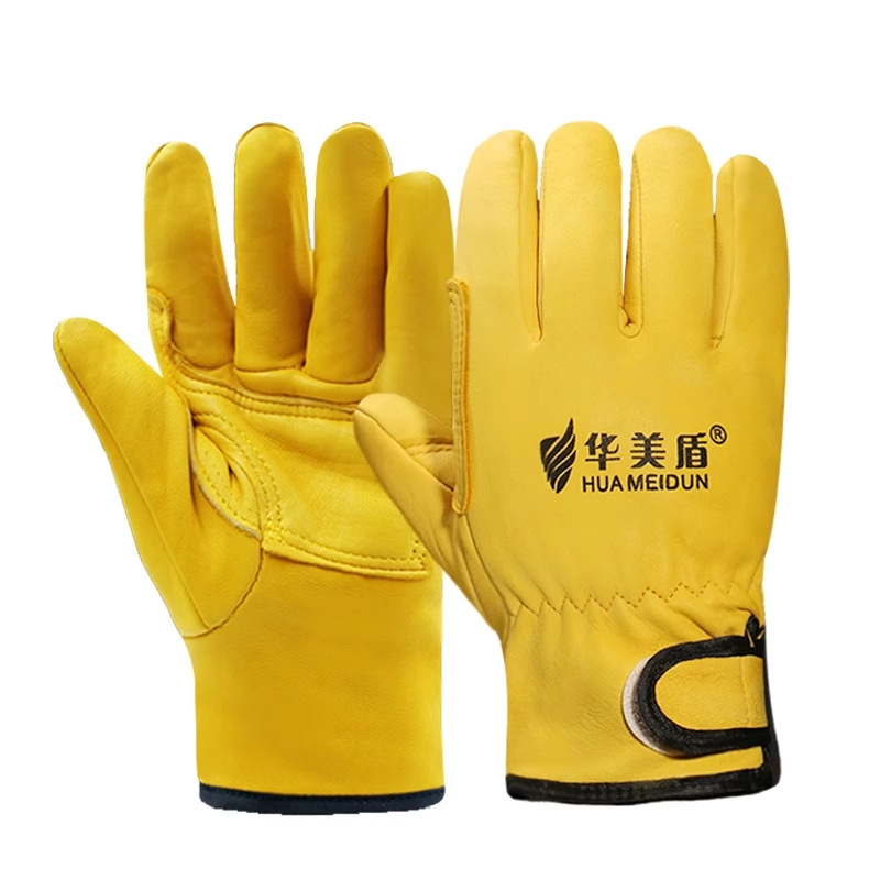 Mănuși de protecție pentru muncă Huamei Shield HY301 - Piele de vită pură, Rezistente la uzură, Izolație termică, Aerisite, Antialunecare, Rezistente la tăiere, Potrivite pentru sudură