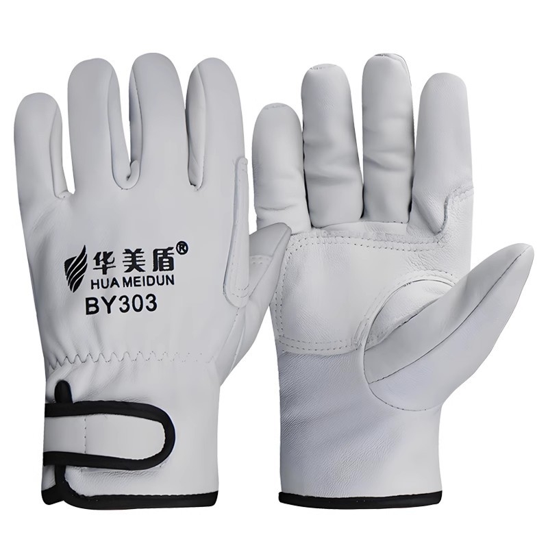 Mănuși de protecție pentru muncă Huamei Shield HY301 - Piele de vită pură, Rezistente la uzură, Izolație termică, Aerisite, Antialunecare, Rezistente la tăiere, Potrivite pentru sudură