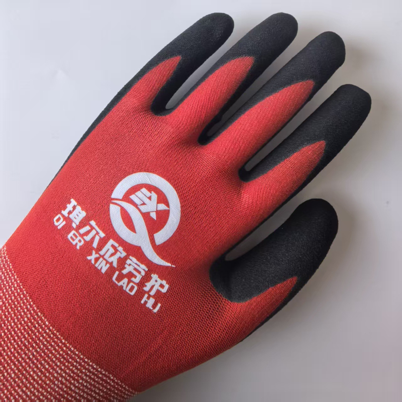 Mănuși de protecție pentru muncă Qierxin, spandex + nitril ștanțat, anti-tăiere, utilizări variate