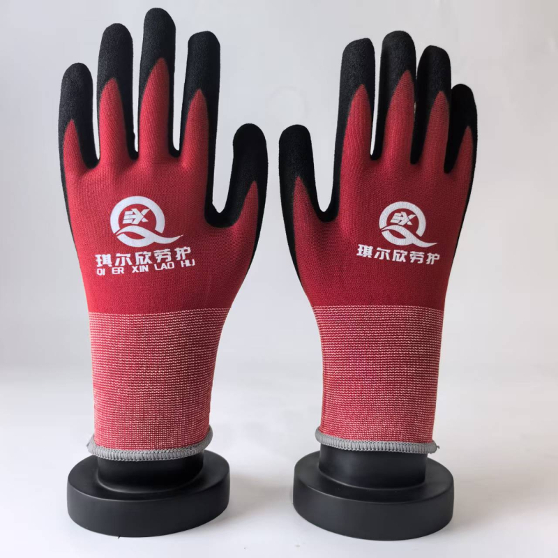 Mănuși de protecție pentru muncă Qierxin, spandex + nitril ștanțat, anti-tăiere, utilizări variate