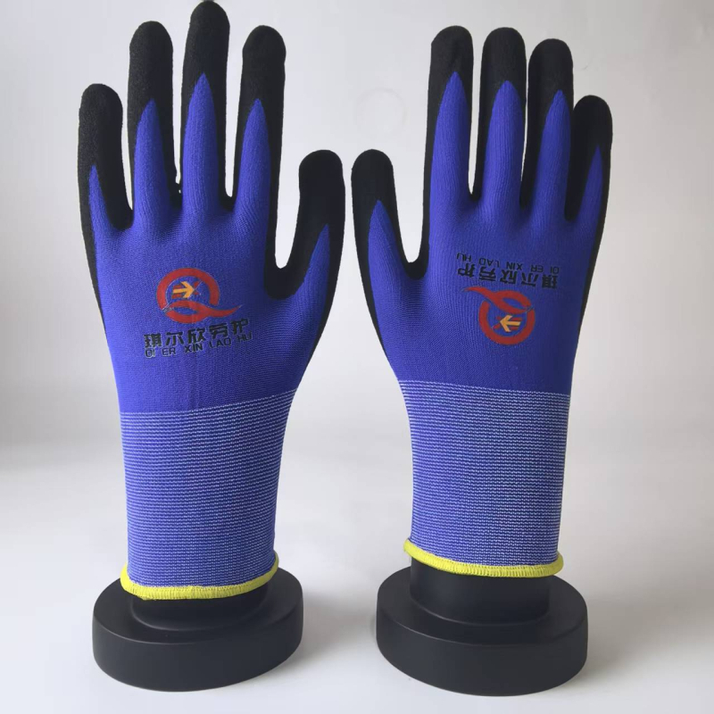 Mănuși de protecție pentru muncă Qierxin, spandex + nitril ștanțat, anti-tăiere, utilizări variate