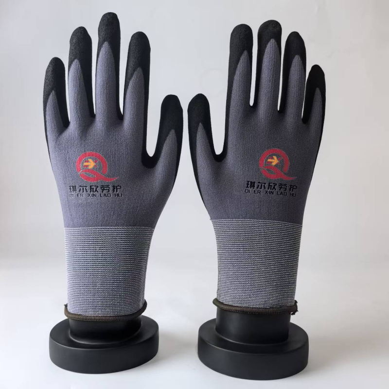 Mănuși de protecție pentru muncă Qierxin, spandex + nitril ștanțat, anti-tăiere, utilizări variate