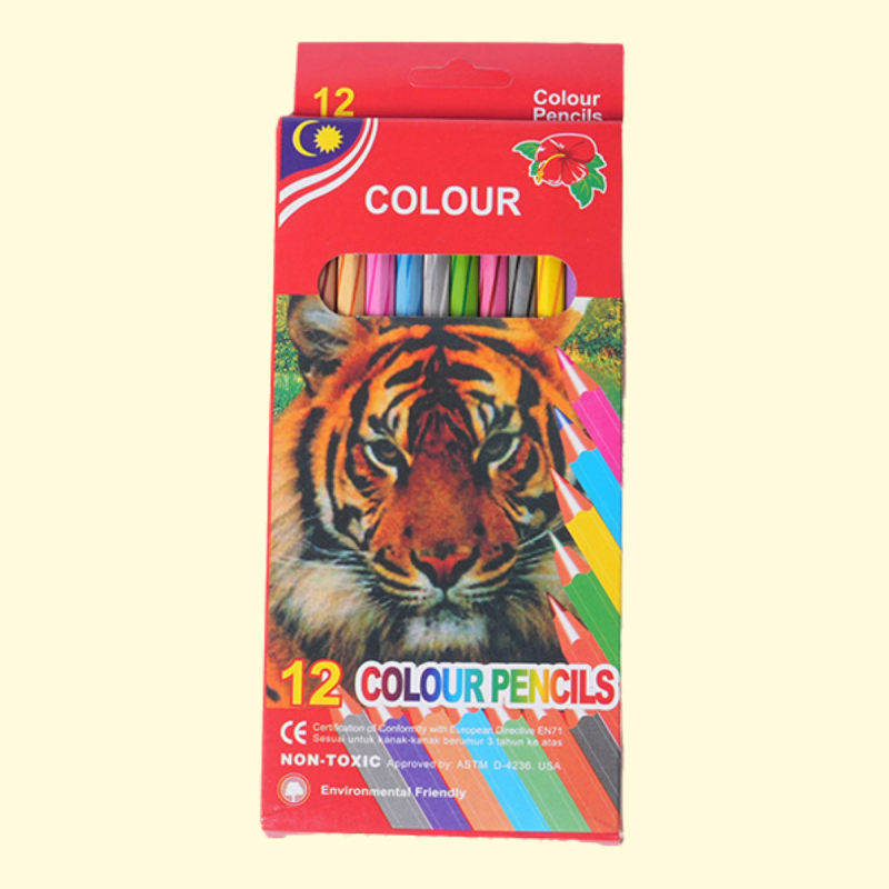 GEILI creioane colorate cu design tigru, corp din lemn, miez pe bază de ulei