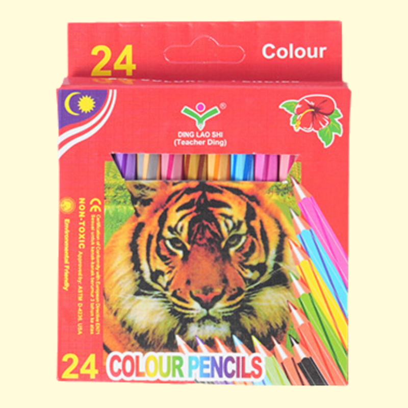 GEILI creioane colorate cu design tigru, corp din lemn, miez pe bază de ulei