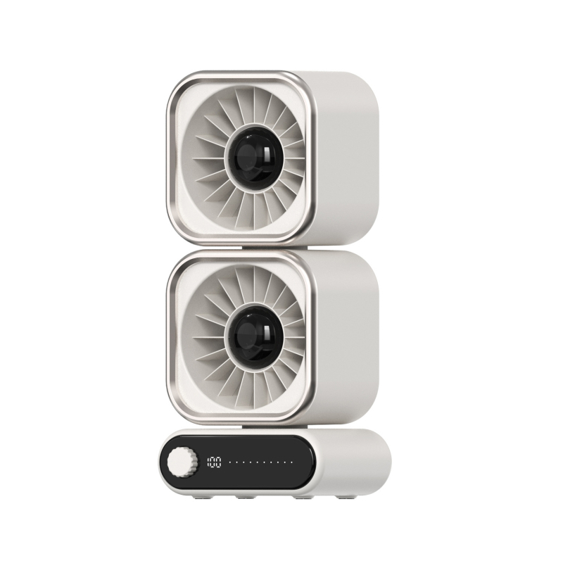 Ventilator de birou cu baterie încorporată, afișaj digital, încărcare USB, 5 trepte, funcționare silențioasă, design fără palete