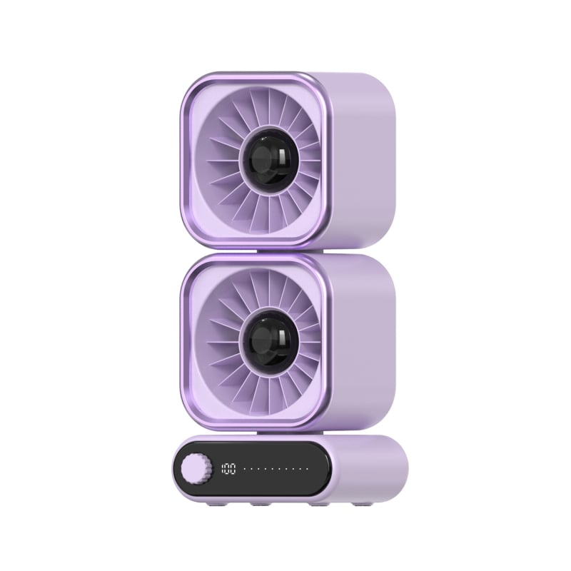Ventilator de birou cu baterie încorporată, afișaj digital, încărcare USB, 5 trepte, funcționare silențioasă, design fără palete