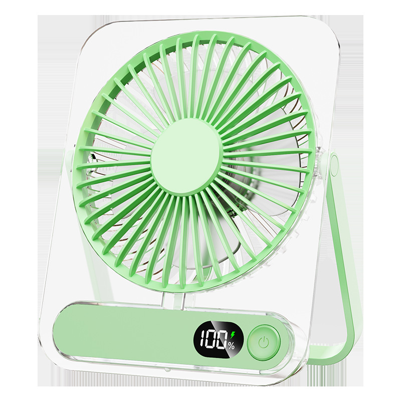 Ventilator de birou cu 5 palete, 5 viteze, baterie încorporată 1200–2000 mAh, afișaj digital inteligent, zgomot sub 36 dB