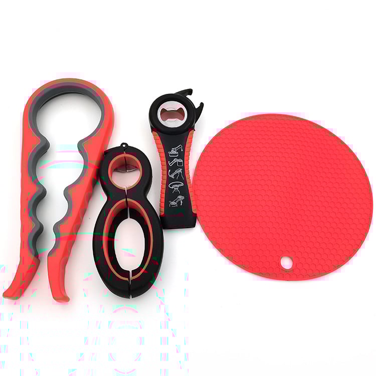 4-в-1 комплект отварачки за бутилки – пластмасов, мултифункционален, печат на лого наличен, марка Wade treasure kitchen