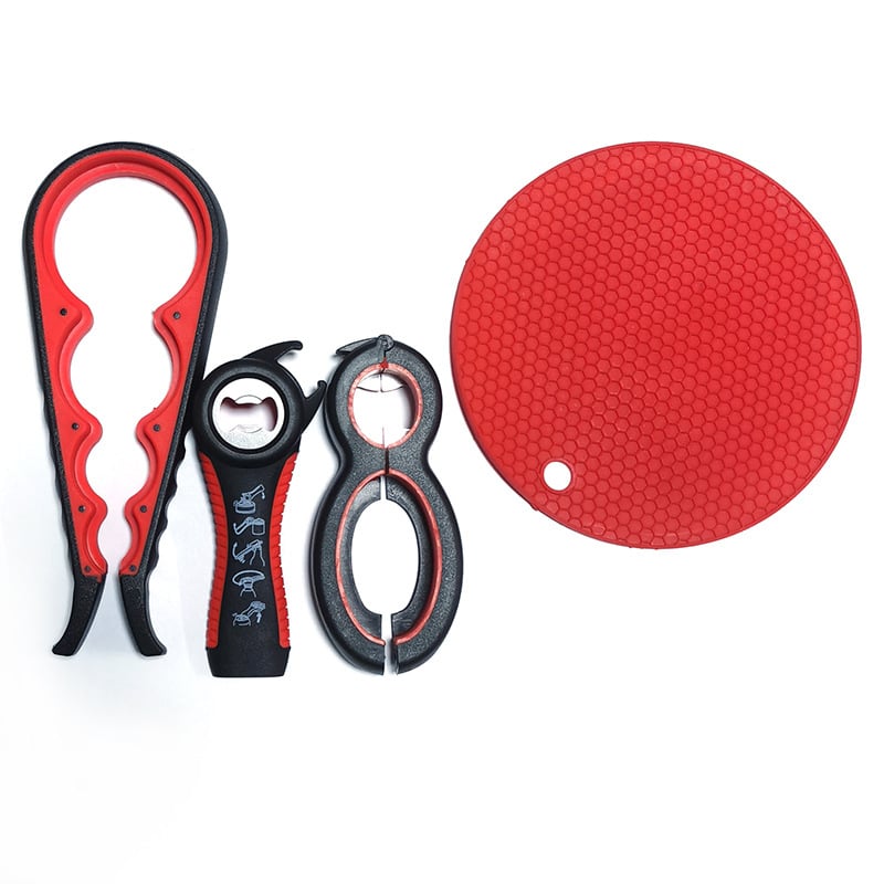 4-в-1 комплект отварачки за бутилки – пластмасов, мултифункционален, печат на лого наличен, марка Wade treasure kitchen