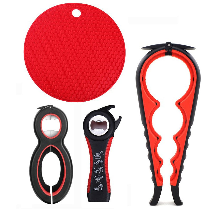 4-в-1 комплект отварачки за бутилки – пластмасов, мултифункционален, печат на лого наличен, марка Wade treasure kitchen