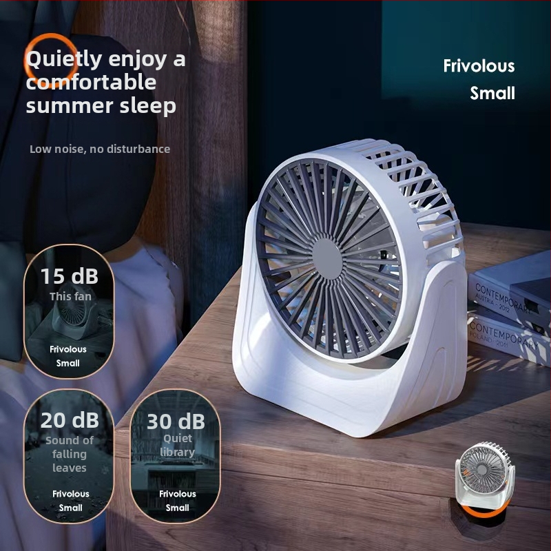 Asztali USB ventilátor brushless motorral, ultra halk ≤36 dB, 3 sebesség, levehető akkumulátor 1200–2000 mAh