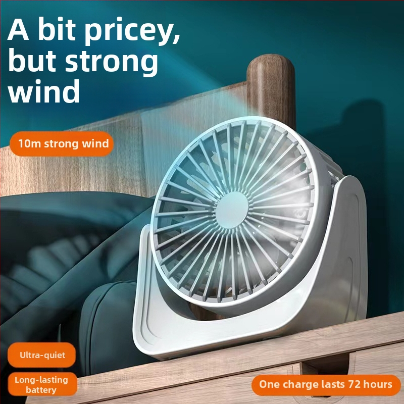 Asztali USB ventilátor brushless motorral, ultra halk ≤36 dB, 3 sebesség, levehető akkumulátor 1200–2000 mAh