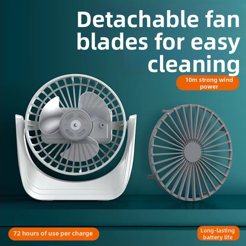 Asztali USB ventilátor brushless motorral, ultra halk ≤36 dB, 3 sebesség, levehető akkumulátor 1200–2000 mAh