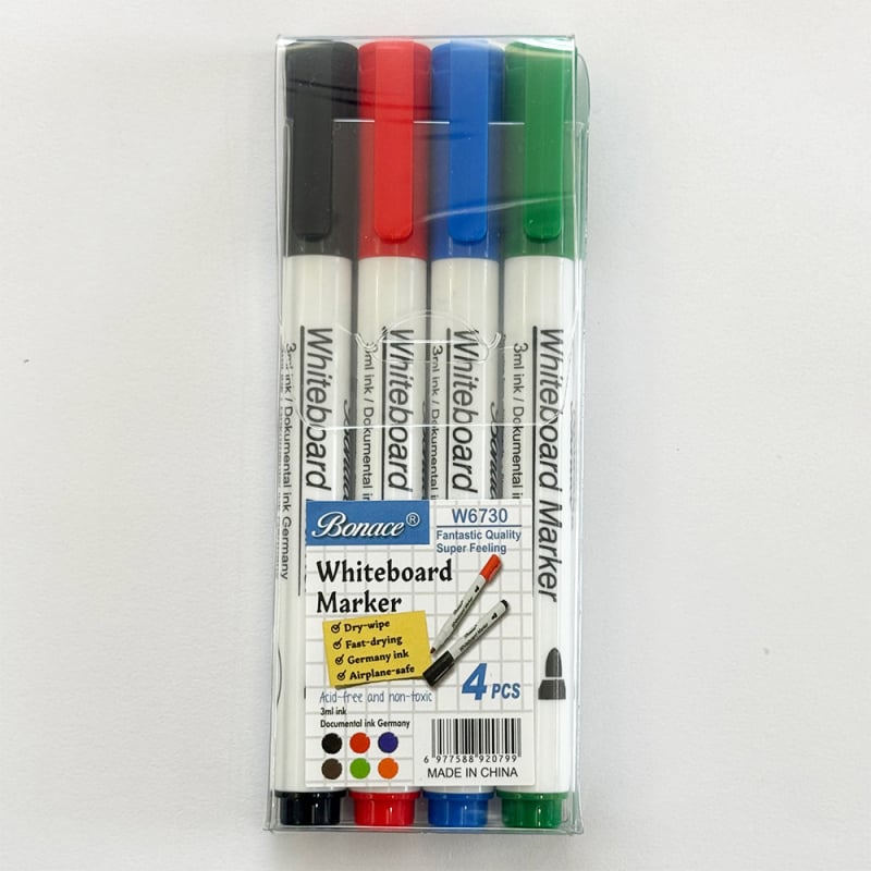 Bonace W6730 Marker za bijelu ploču na vodnoj bazi, izbrisivi, veliki kapacitet tinte, vrh 2 mm