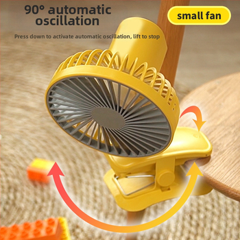 USB-klipes asztali ventilátor, 5 lapáttal, beépített 300–500 mAh akkumulátor, 3 sebesség, zaj kevesebb mint 36 dB